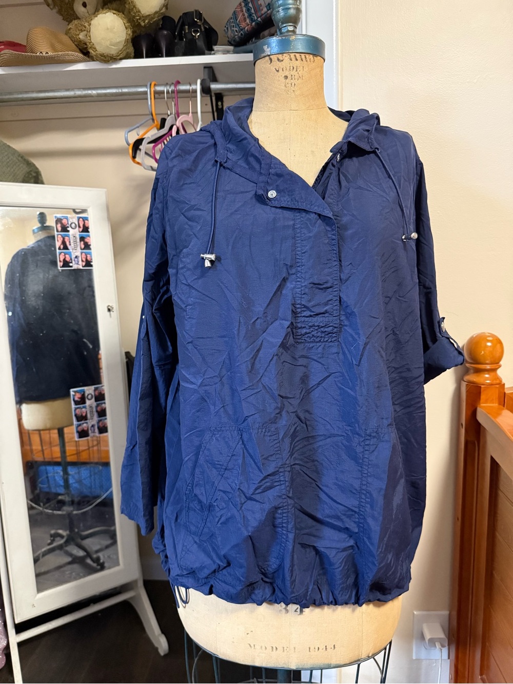 Just My Size Navy Hooded Lightweight Utility Jacket